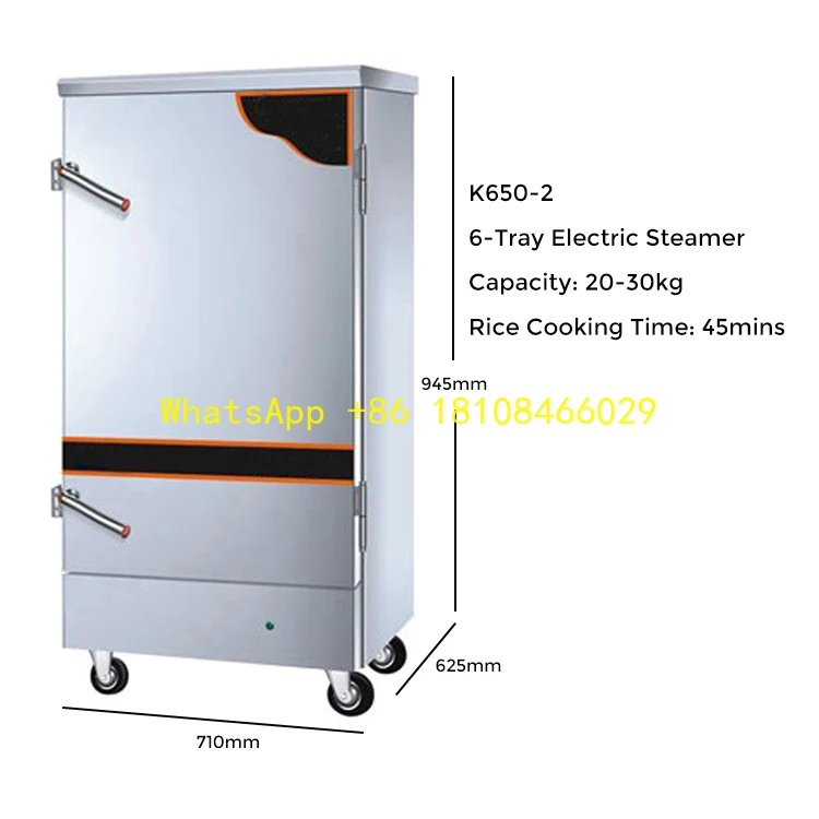

1 Cabinet 6-Tray Electric Steamer 20-30kg Capacity Commercial Rice Steam Cabinet Food Steaming Cabinet Energy Saving