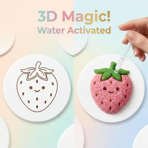 [20Pcs/50Pcs] Magic 3D Foam Explosion Art Paper Water Activated Expanding Drawing Board Kids DIY Craft Toy Puffy Texture Paintin