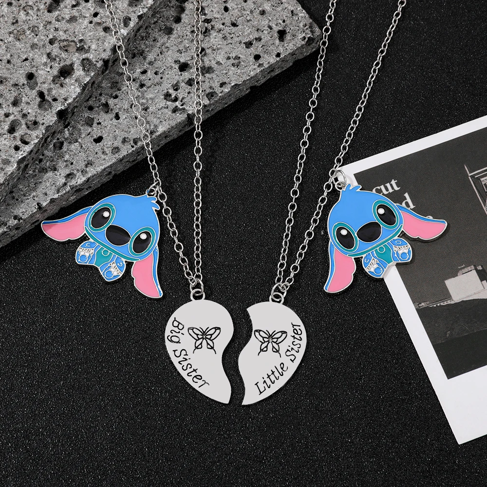 الكرتون غرزة الحب الربط قلادة قلادة رسالة BigStitch LittleStitch تصميم لطيف هدية لأفضل الأصدقاء #2