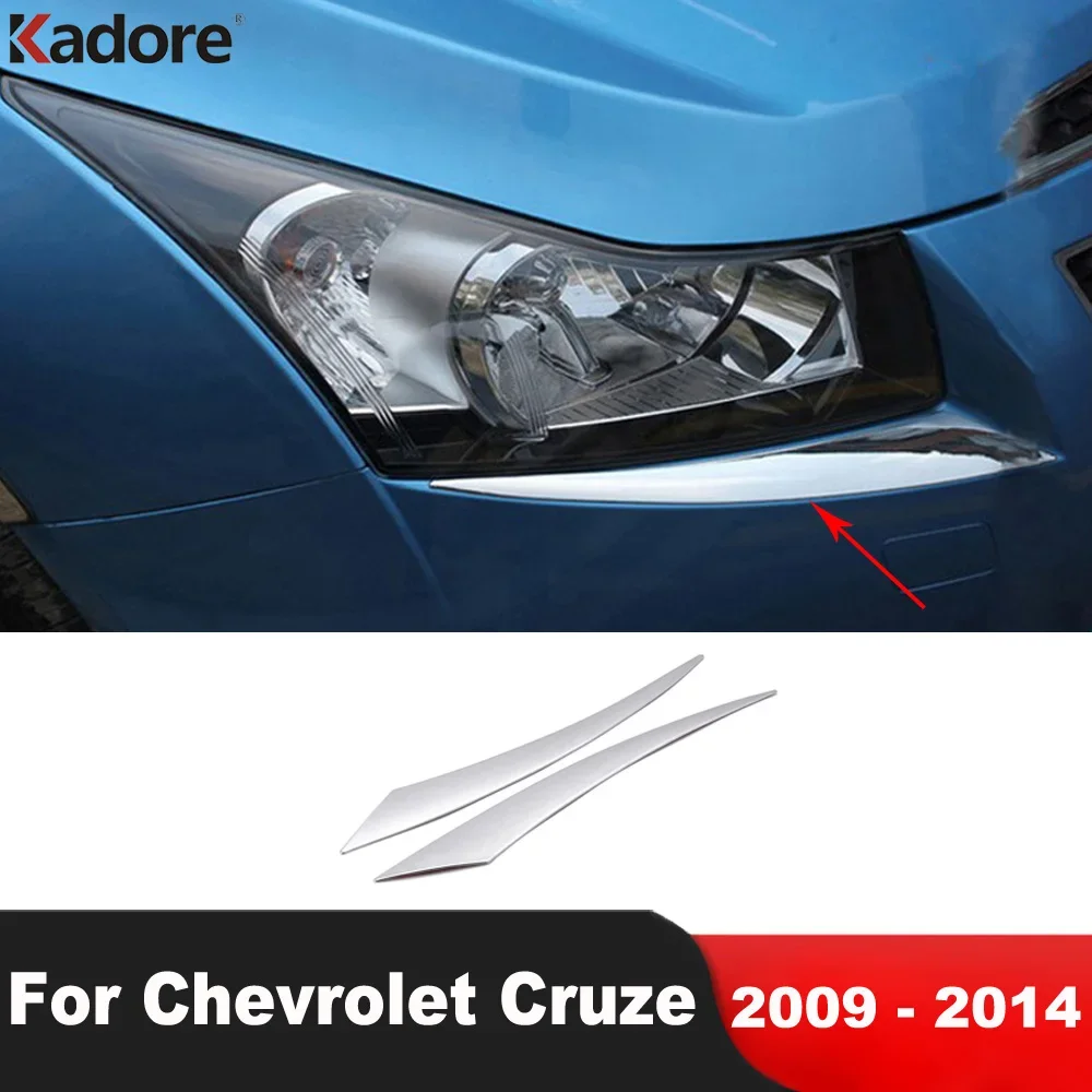 

For Chevrolet Cruze 2009-2012 2013 2014 Chrome Car Front Head Light Lamp Eyebrow Cover Trim Headlight Eyelid Strip Accessories