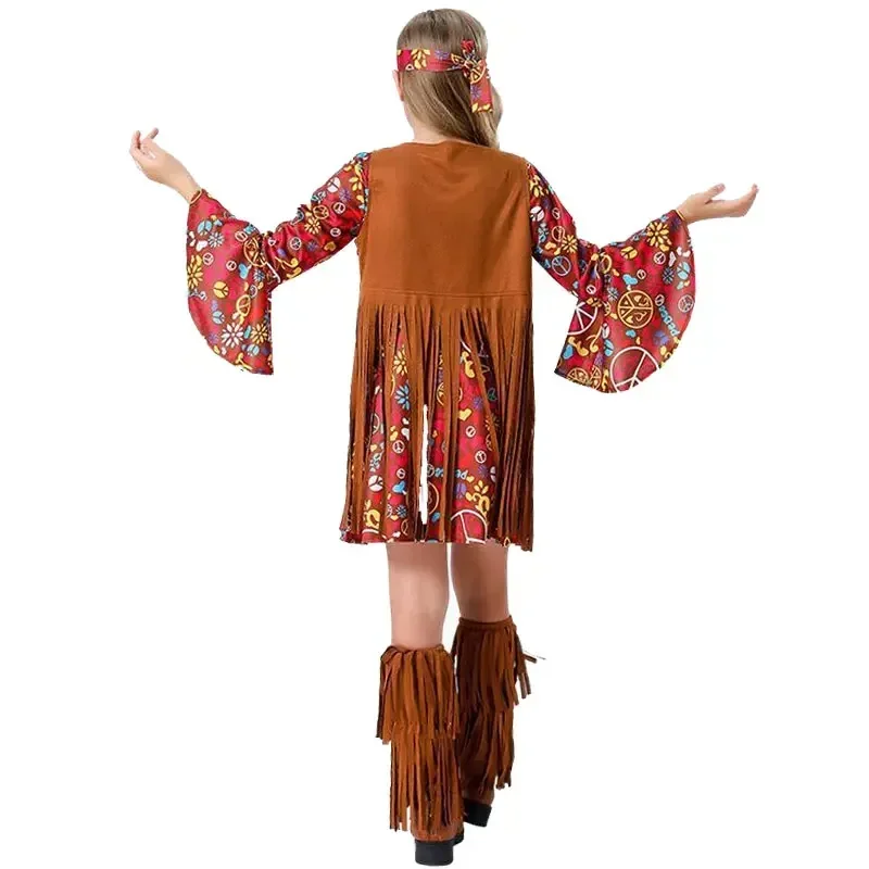Halloween Hippy Costume Set For Enfant Rocker Stage Performance Dress Enfant Festival Party Cool Show Role Play Fancy Outfit Sui