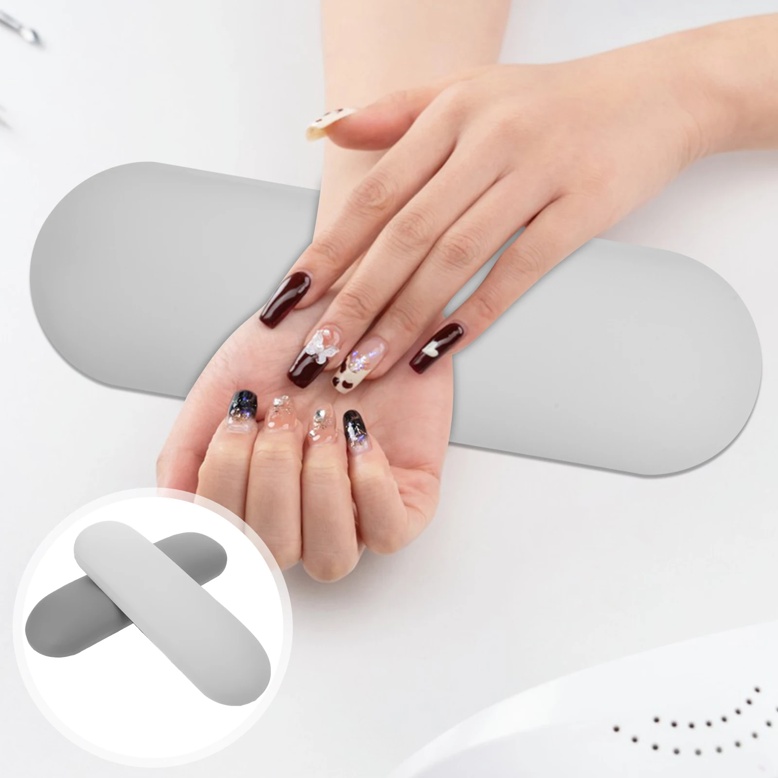 

2 Pcs Nail Art Hand Pillow Manicure Table Detachable Support Plastic Rest Cushion