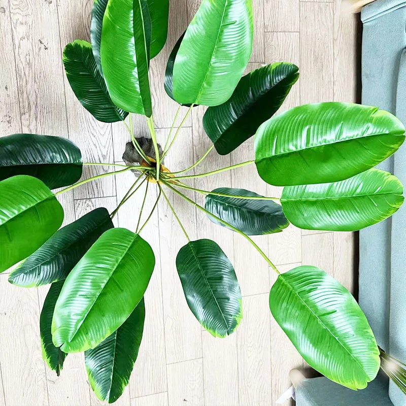 2022 latest 100 cm 18 head tropical artificial banana tree large plant fake fan leaf plastic monstera leaves