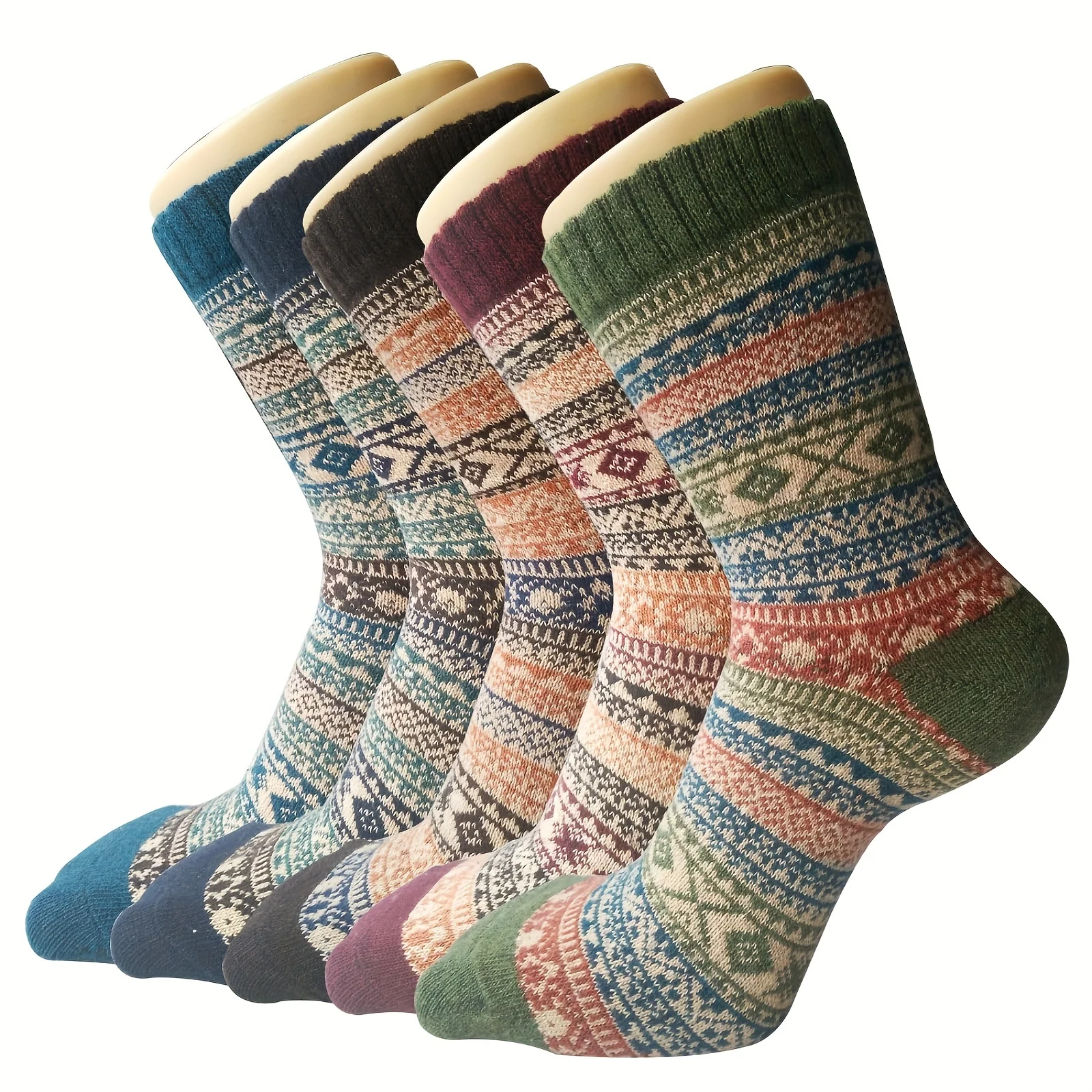 5 Pairs Winter Socks, Warm Thick Soft Mid-calf Socks Vintage Casual Versatile Women\'s Socks