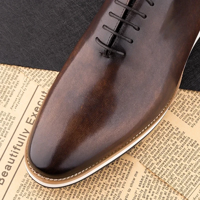 Professional Men Shoes Top Layer Genuine Cow Leather Business Casual Sneakers Dress Luxury Handmade High Grade Brand Men Shoes