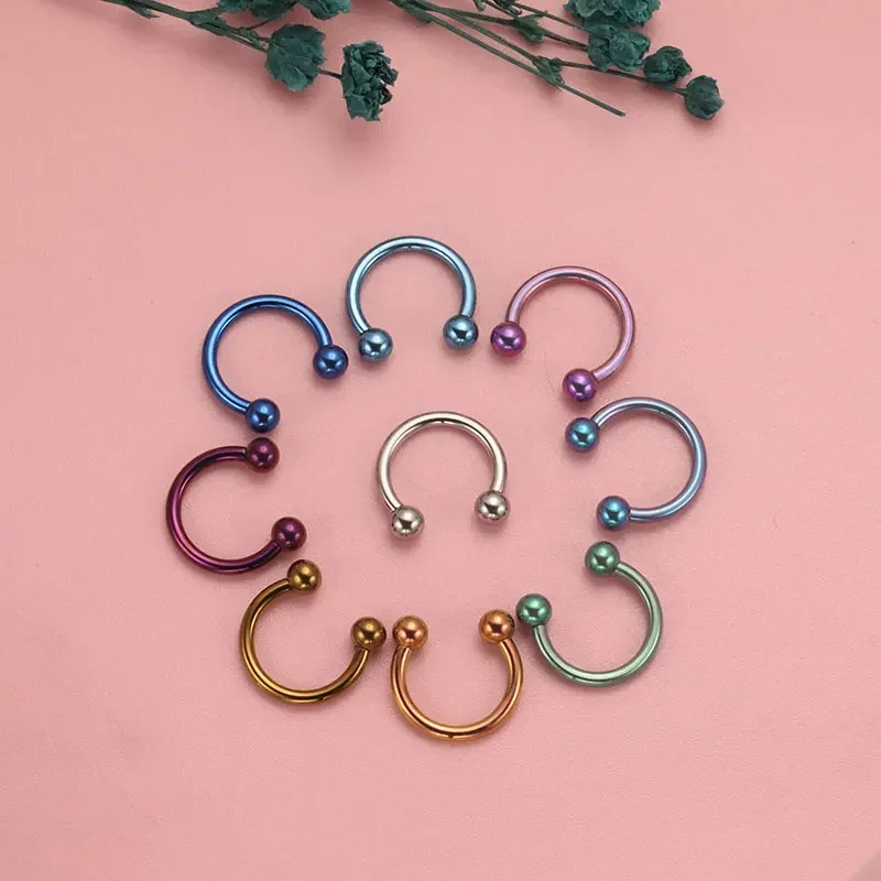 5pcs ASTM F136 Titanium Horseshoe Piercing Intemal Thread Nose Ring U Shape Hoop Ear Septum Helix Lip Tragus Piercing Jewelry