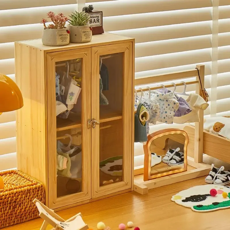 Puppen möbel für bjd Puppenhaus zubehör blythe Holz schrank DIY Mode Miniatur spielzeug Puppenhaus möbel