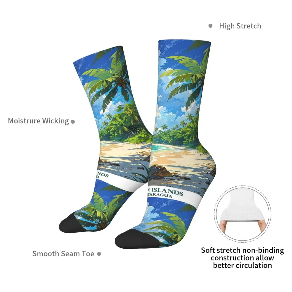 Corn Islands, Nicaragua Socks Harajuku Sweat Absorbing Stockings All Season Long Socks Accessories for Unisex Birthday Present