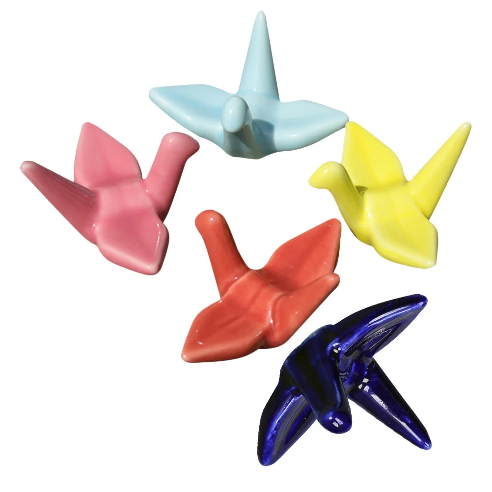 

5Pcs Ceramic Paper Crane Chopsticks Rests Creative Tableware Holder Fork and Cutlery Rack Chopsticks Rest Fork Rest