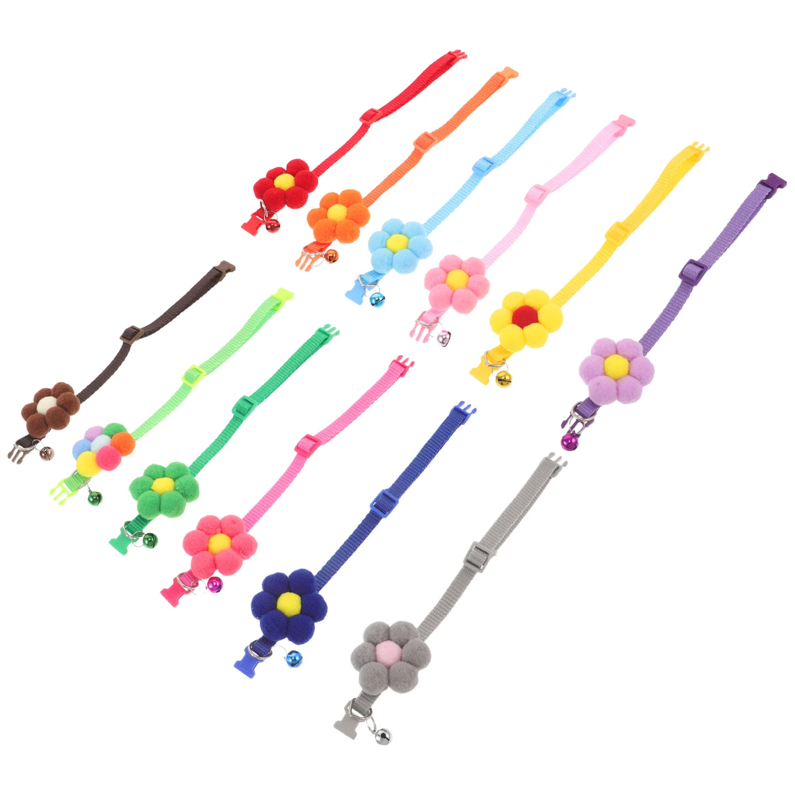 

12Pcs Pet Collar Flower Decorative Adjustable Comfortable Skin-Friendly Cat Dog Neck Collar Lightweight Puppy Kitten Fashionable
