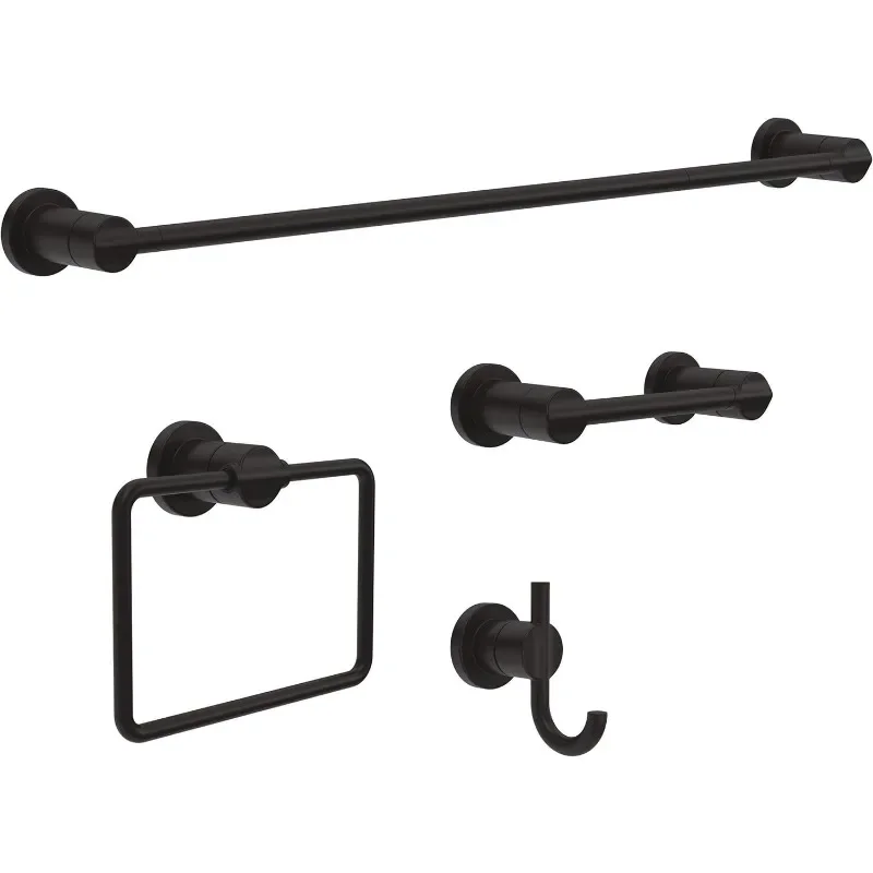 

Nicoli (4-Pack) Bathroom Set 18" Towel Rack, Toilet Paper Holder, Hand Towel Holder, Towel Hook| Bathroom Accessory