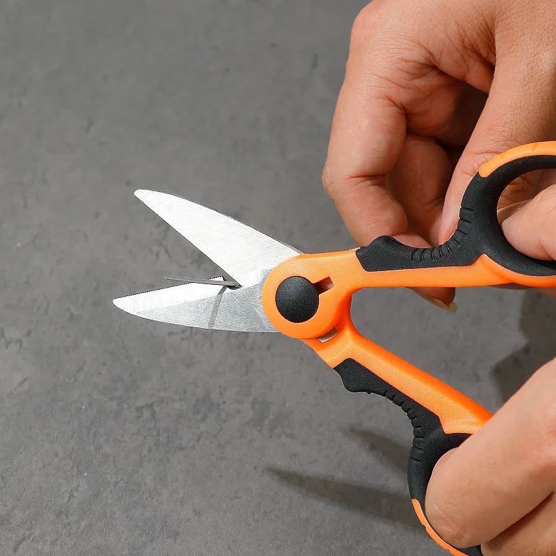 Imagem -04 - Household High Carbon Steel Scissors Tesouras Eletricista Descascando o Fio Cortar Ferramentas para Tecidos de Papel e Cabo Novo