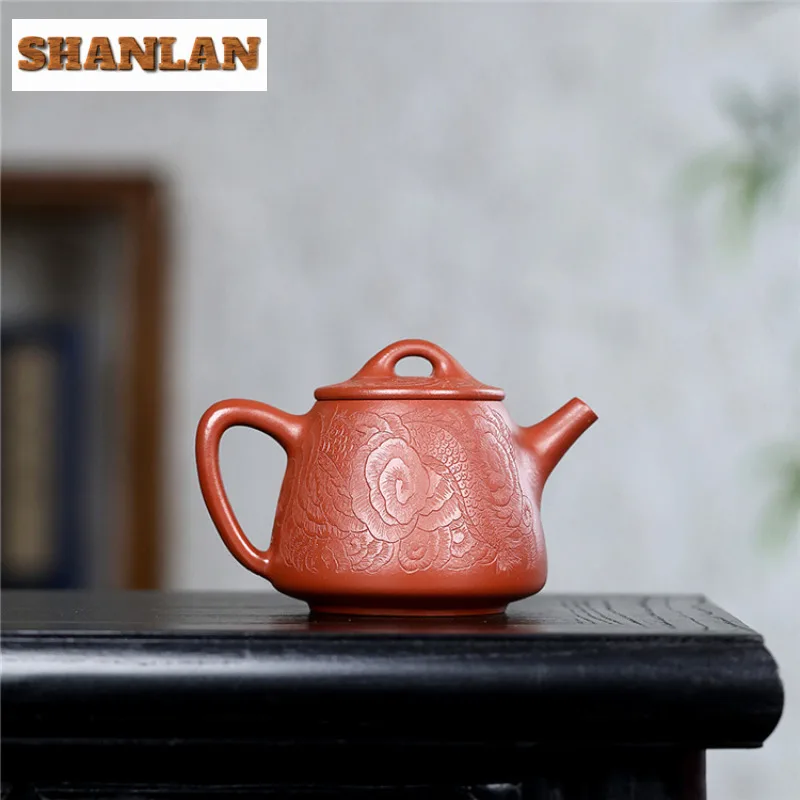 220ml Classic Yixing Purple Clay Teapot Handmade High Stone Scoop Pot Raw Ore Zhu Mud Kettle With Strainer Chinese Zisha Tea Set