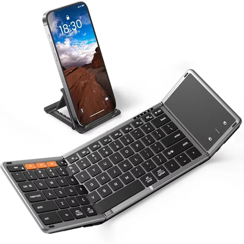 Slim 78-key foldable keyboard portable wireless charging pocket folding touchpad keyboard