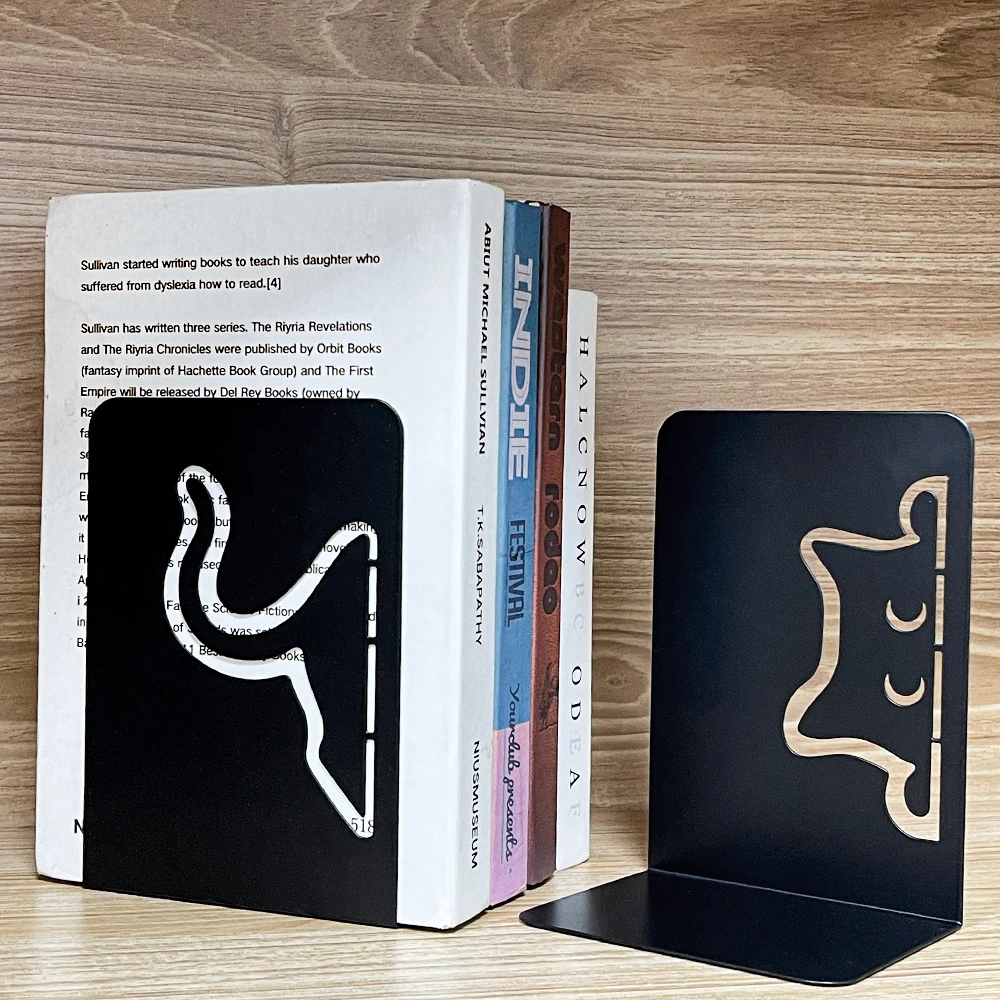 

Милый черный кот, металлическая подставка для книг, подарок для любителей кошек, подарок для чтения книжного червя, веер для хранения книг, домашний декор, подарок, учебные канцелярские принадлежности