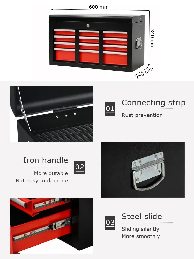 Caixa de ferramentas de armazenamento mecânico de metal profissional 6 gavetas caja de herramientas com alça lateral