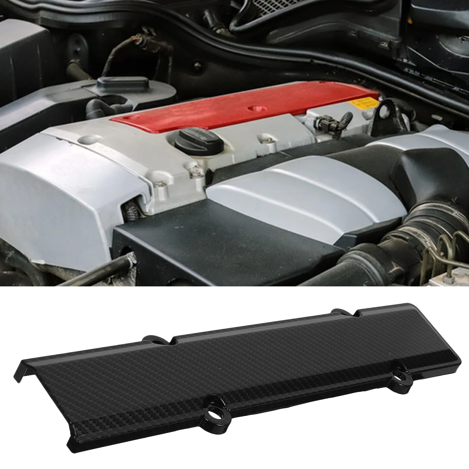 Carbon Fiber Style Engine Valve Cover for Car Lightweight Plastic Spark Plug Protector Compatible with Multiple Models Engine