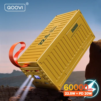 QOOVI 보조배터리 22.5W PD QC 3.0 충전기, 보조베터리 대용량 배터리, 파워 스테이션, 아이폰 샤오미 고속 충전, 60000mAh  Best5