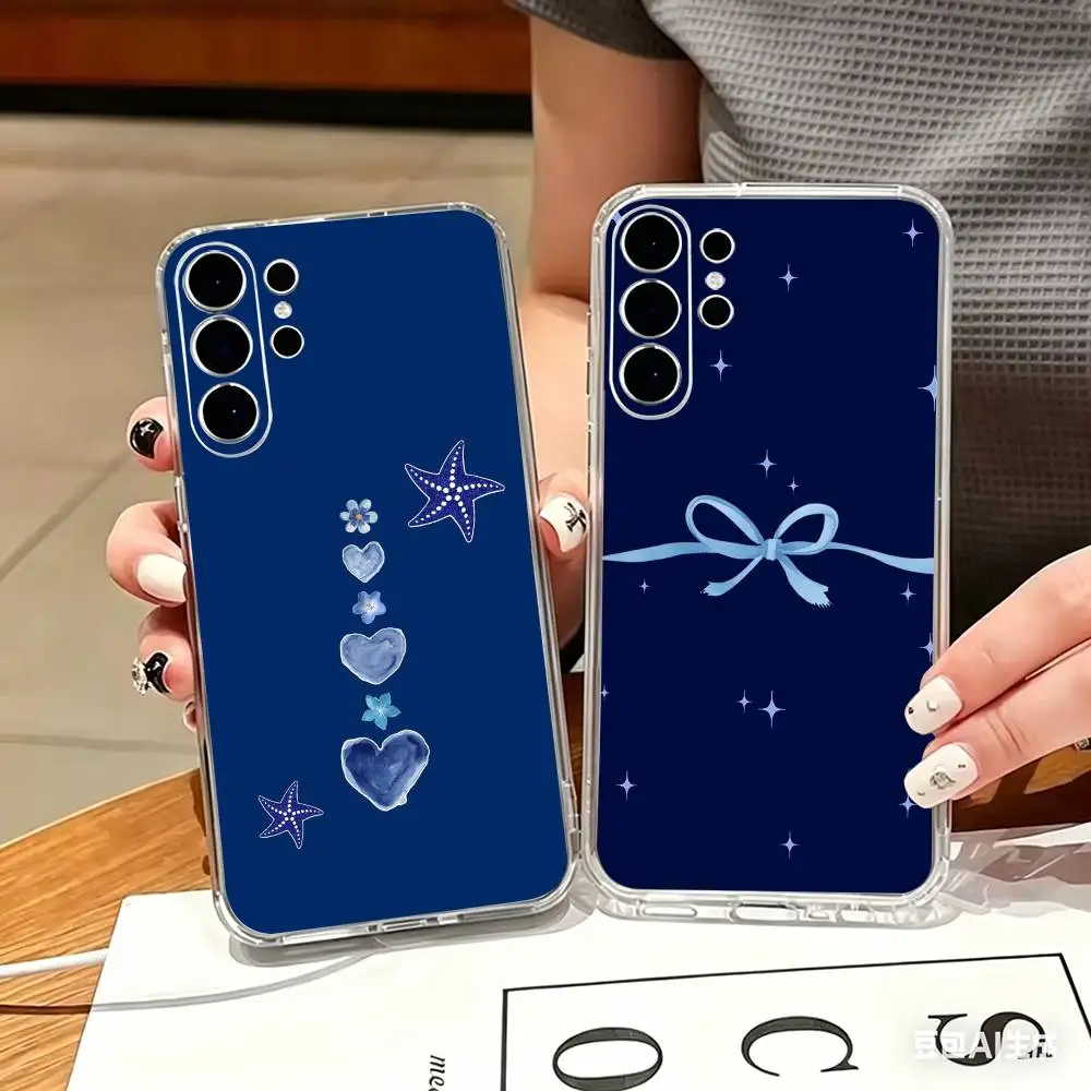 Simlie Navy White Robo Transparent phone Case For Samsung S25,24,21,22,21,20,10,S9Ultra,Plus,Fe,Lite