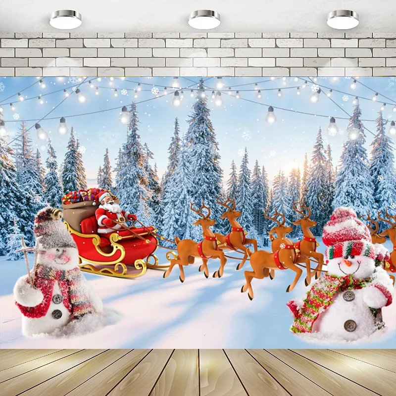 

Winter Snowing Christmas Photography Background Trees Forest Deers Santa Claus Snowman Chritmas Decoration Party Family Holiday