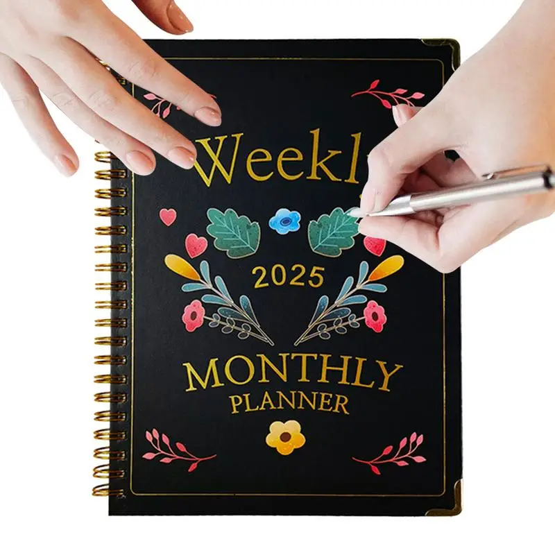 

Time Planner Notebook 2025 Daily Planner 8.5X6.2Inches Record Notebook Hardcover Monthly Organizer Notebook Time Management