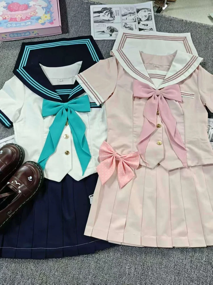 

Japanese Preppy Style JK Sweet 2 Piece Set Women Sailor Collar Tops + Mini Pleated Skirt New Harajuku Fashion Kawaii Summer Suit