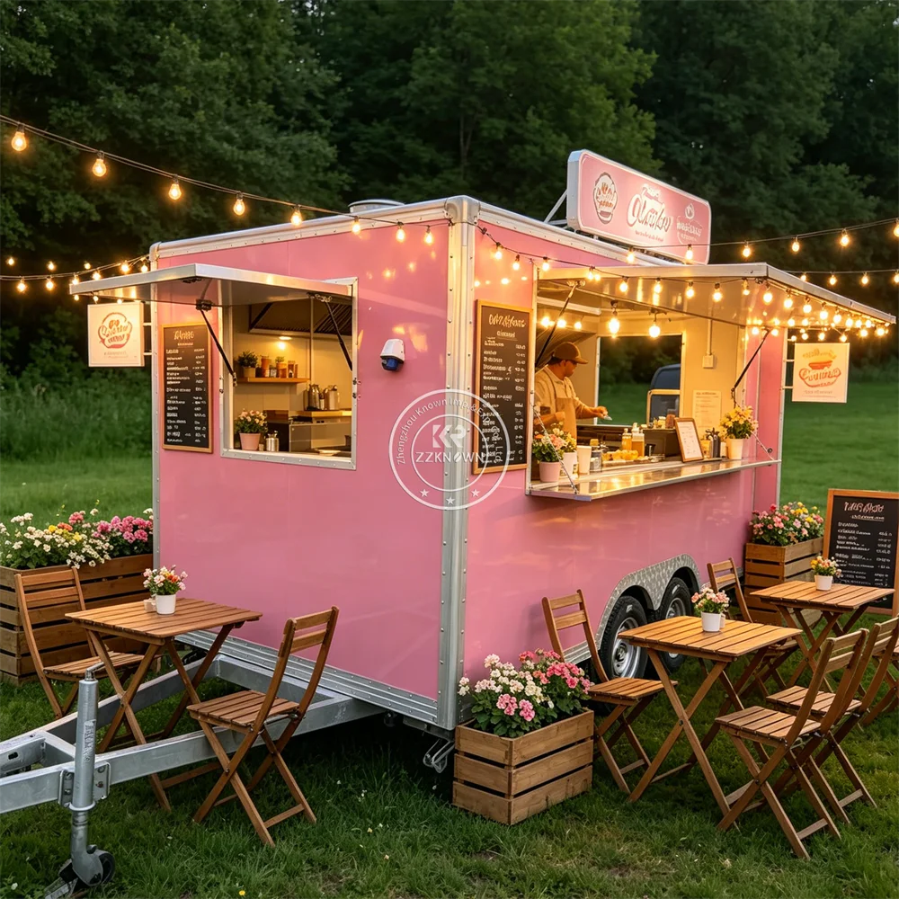

Commercial Ice Cream Truck Snack Food Trailer BBQ Hot Dog Ice Cream Cart Mobile Catering Trailer With Fully Equipped Kitchen