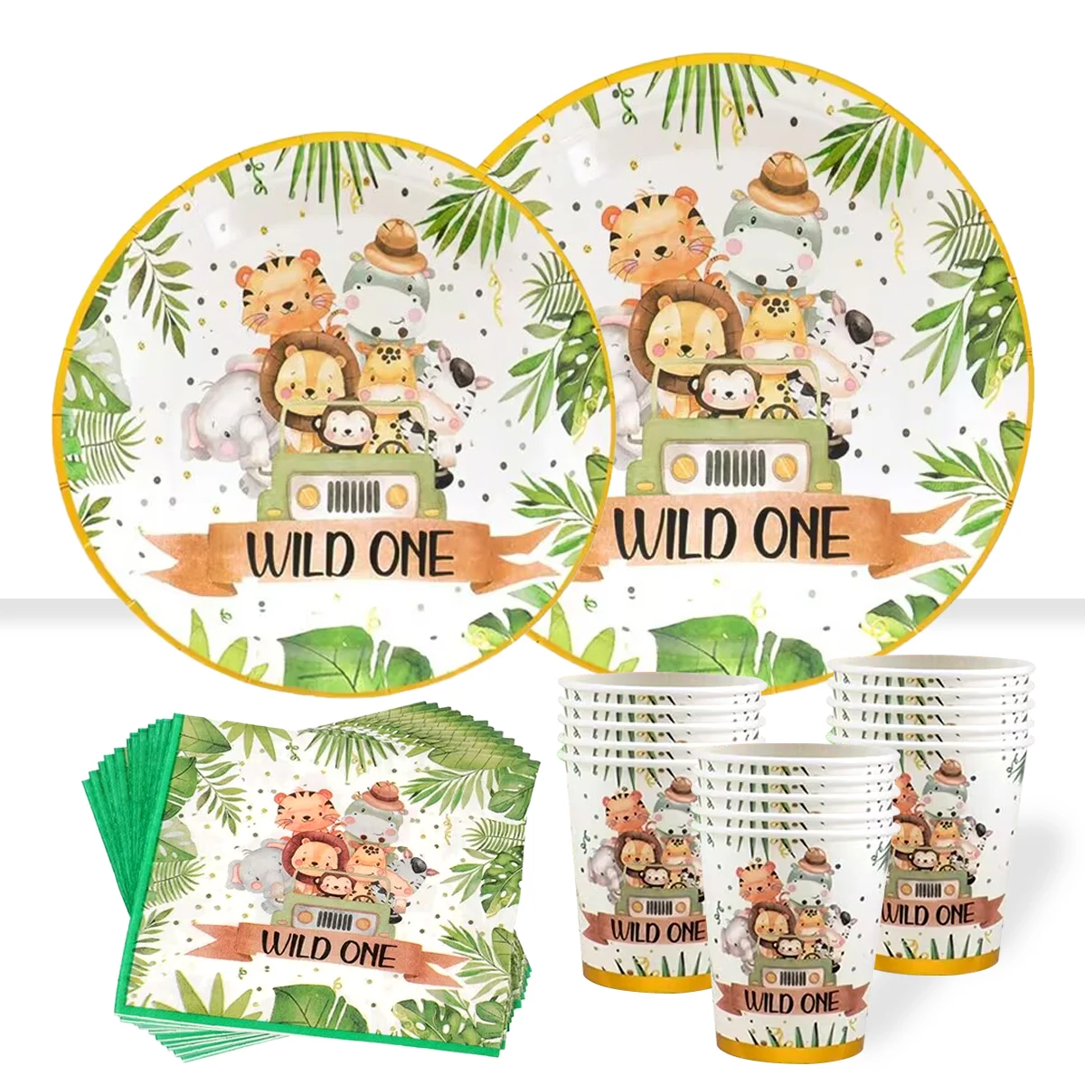 Wild One Jungle Animals Safari Birthday Party Jungle Birthday Party Decoration Baby Shower One Year 1st Birthday Party Supplies