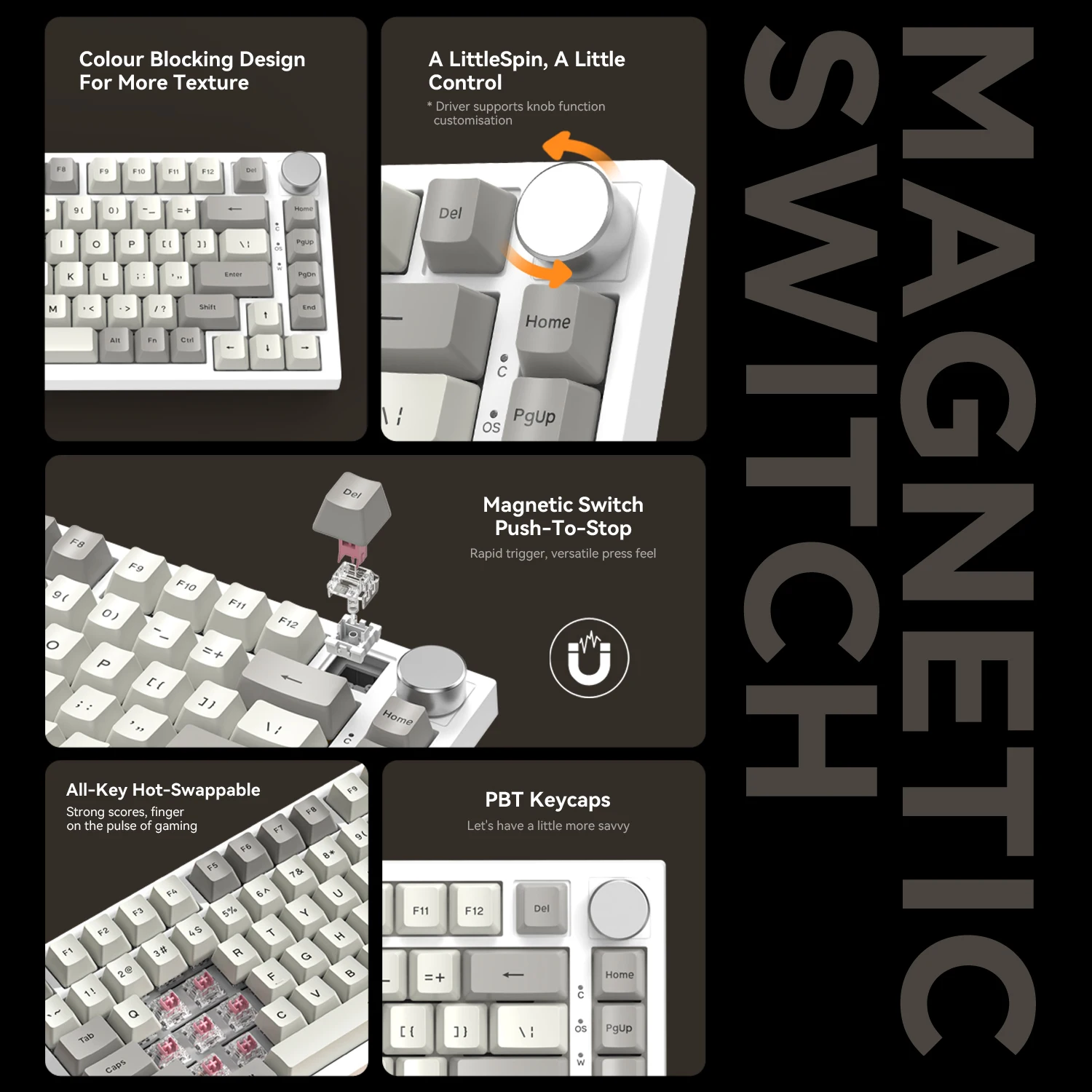 Angriff Hai k85 mag anpassbare mechanische Tastatur, Magnetsc halter, Hot-Swap-fähig, Metall knöpfe, geeignet für fps. Spiele, Win & Mac