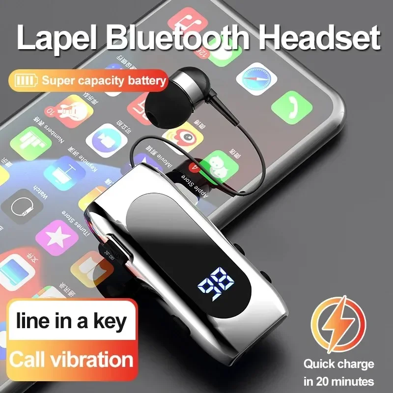 Clip-on Collar with Digital Display Wireless Bluetooth Earphones for Drivers, Sports, Business, and Bluetooth Headset K55