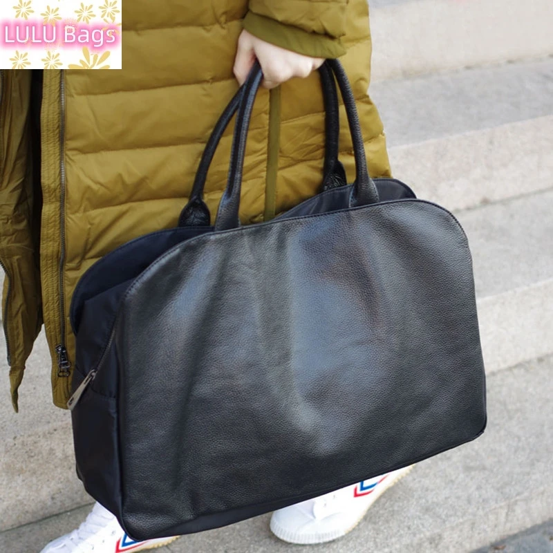 

Fashion Genuine Leather Women Handbags Soft Black Briefcase Large-capacity Shoulder Tote Bag Outing Short-distance Travel Bags