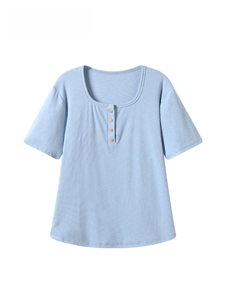 

Casual Short Sleeve T-Shirt Women's plus Size Comfortable Breathable Summer Fashion Slimming Versatile Shoulder Appropriate Top