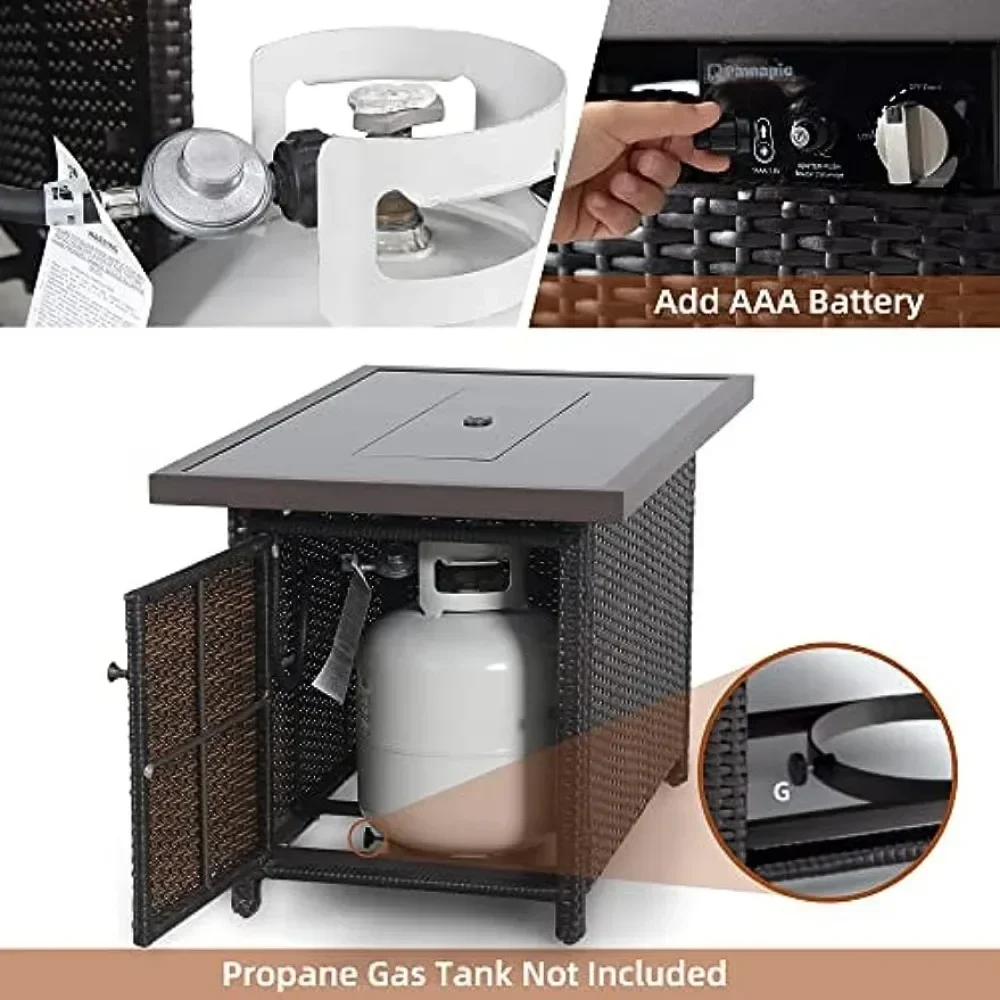 Propane Fire Pits,  BTU Auto-Ignition Outdoor Fire Pit Table with Glass Wind Guard,41 Inch Outdoor Fire Tables