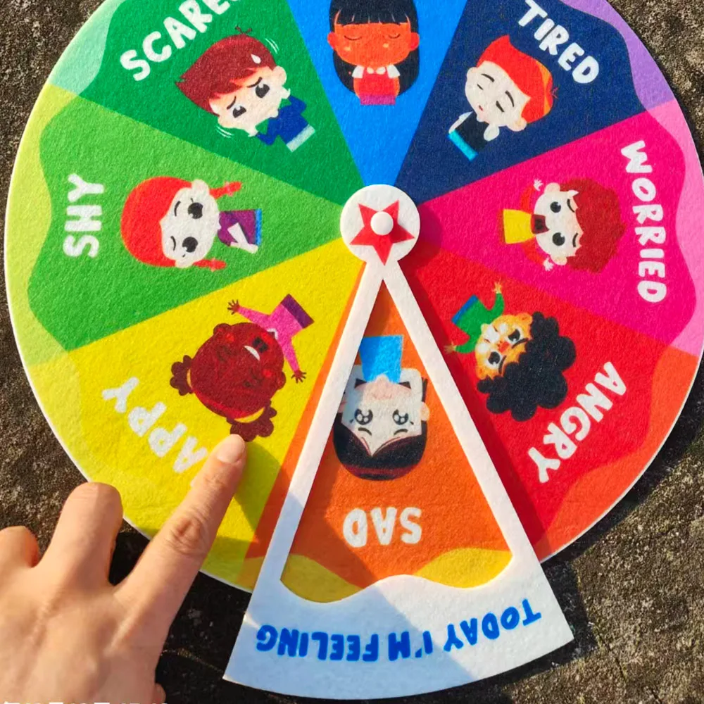 Felt Emotion Expression Disc, My Feelings Wheel, Interactive Facial Expression Teaching Aid Chart, Emotional Psychology Tool
