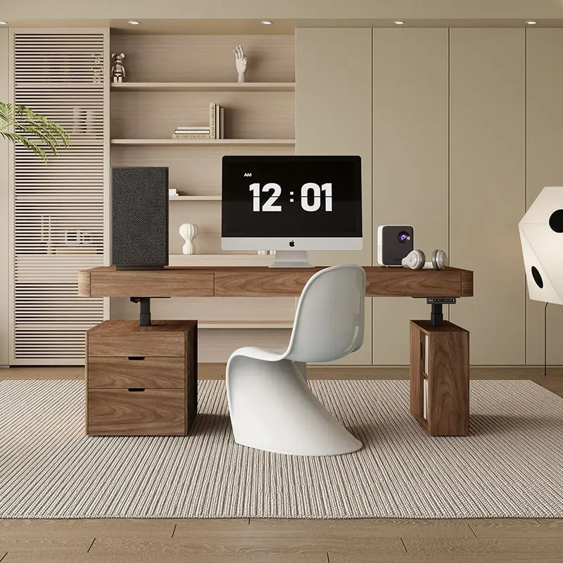 Home Living Room Writing Office Dual Motor Electric Lifting Intelligent Solid Wood Workbench Table