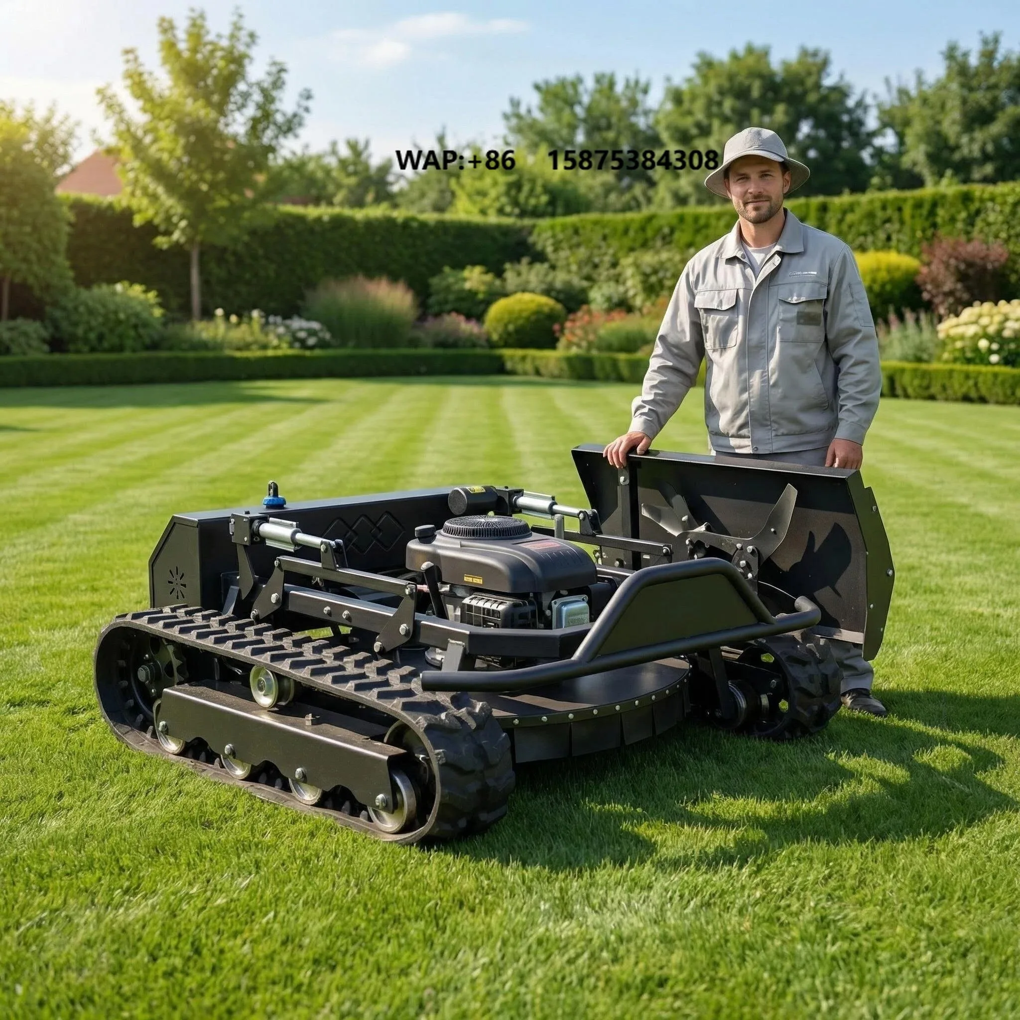 Intelligent RC Robot Mower 4 Stroke Tracked Grass Cutting Machine Professional Remote Controlled Slope Mower 1000mm Max