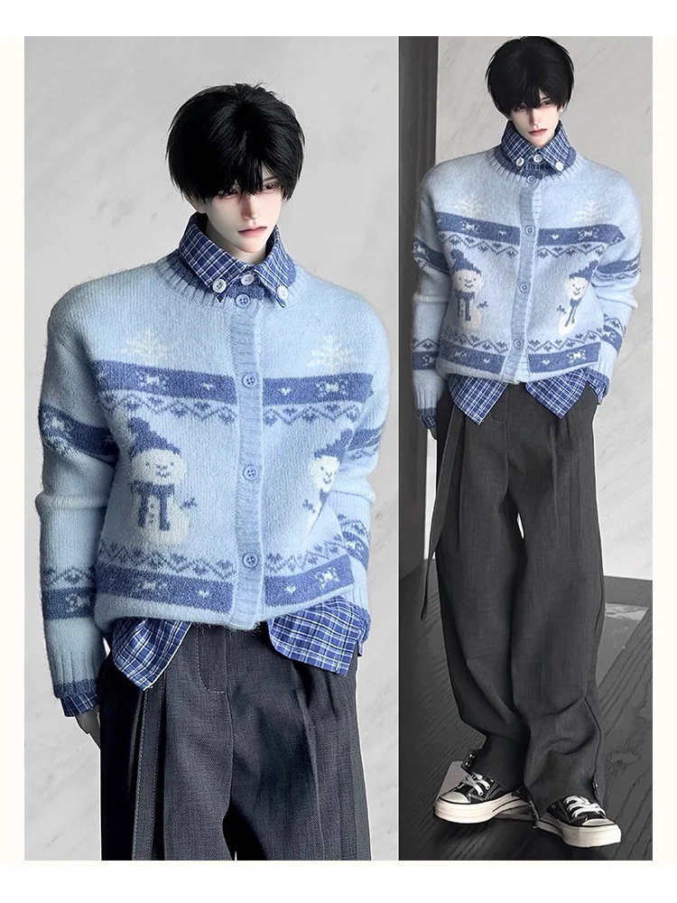 (Weihnachtspullover) BJD Puppenkleidung für ID75 YC77 AM77 Puppen Rot Blau Pullover Puppen Kleidungszubehör (keine Puppe)