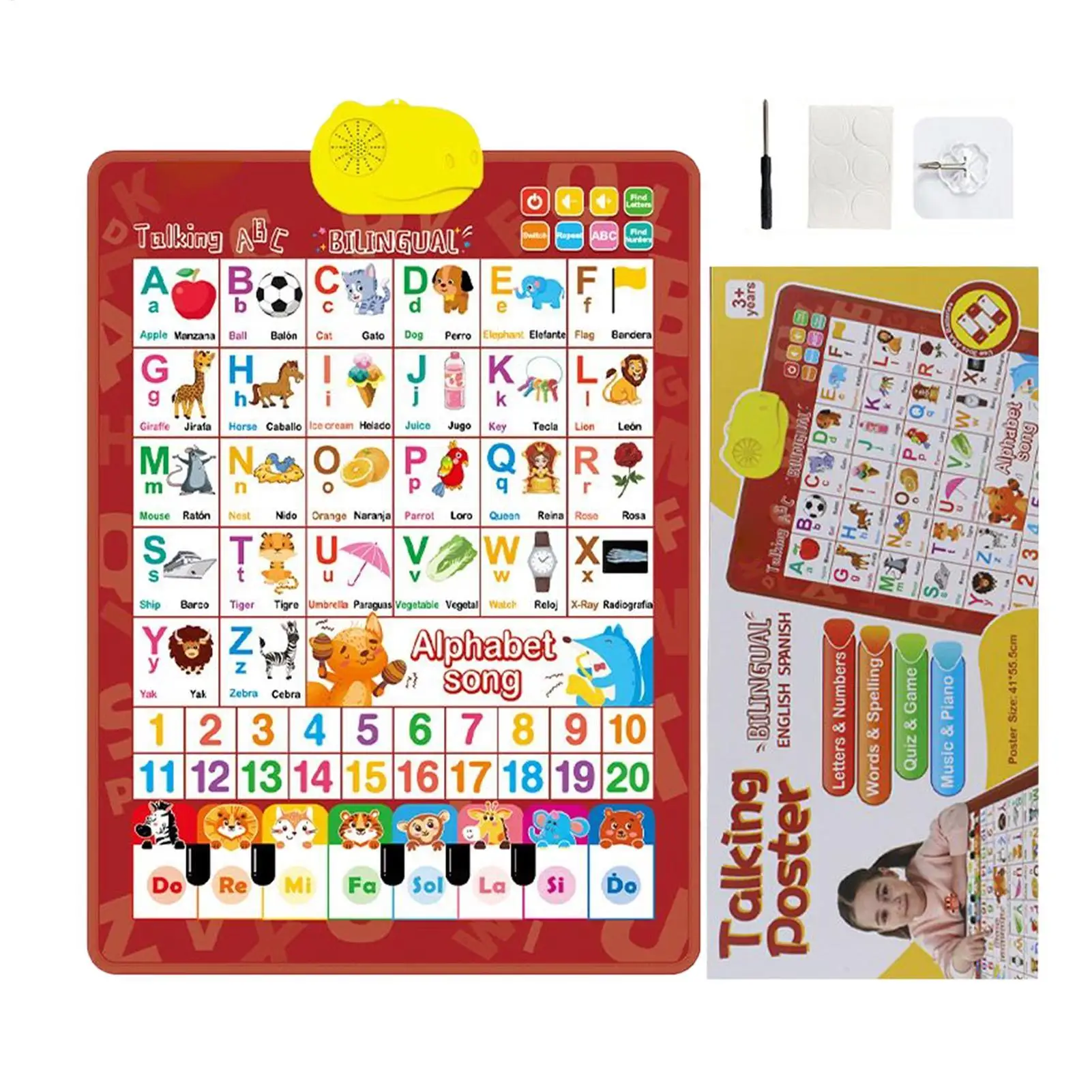 new Talking Wall Charts for Kids Talking Bilingual Interactive Toy Music Spanish And English Preschool Wall Posters for Ages 3-8