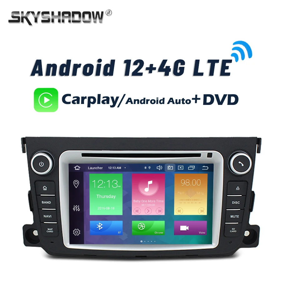 

DVD Carplay DSP Автомобильный плеер 4G LTE Android 12.0 8 ядер 8 ГБ + 128 ГБ Bluetooth 5,0 RDS Радио GPS Карта Wi-Fi Для Benz SMART 2012-2015