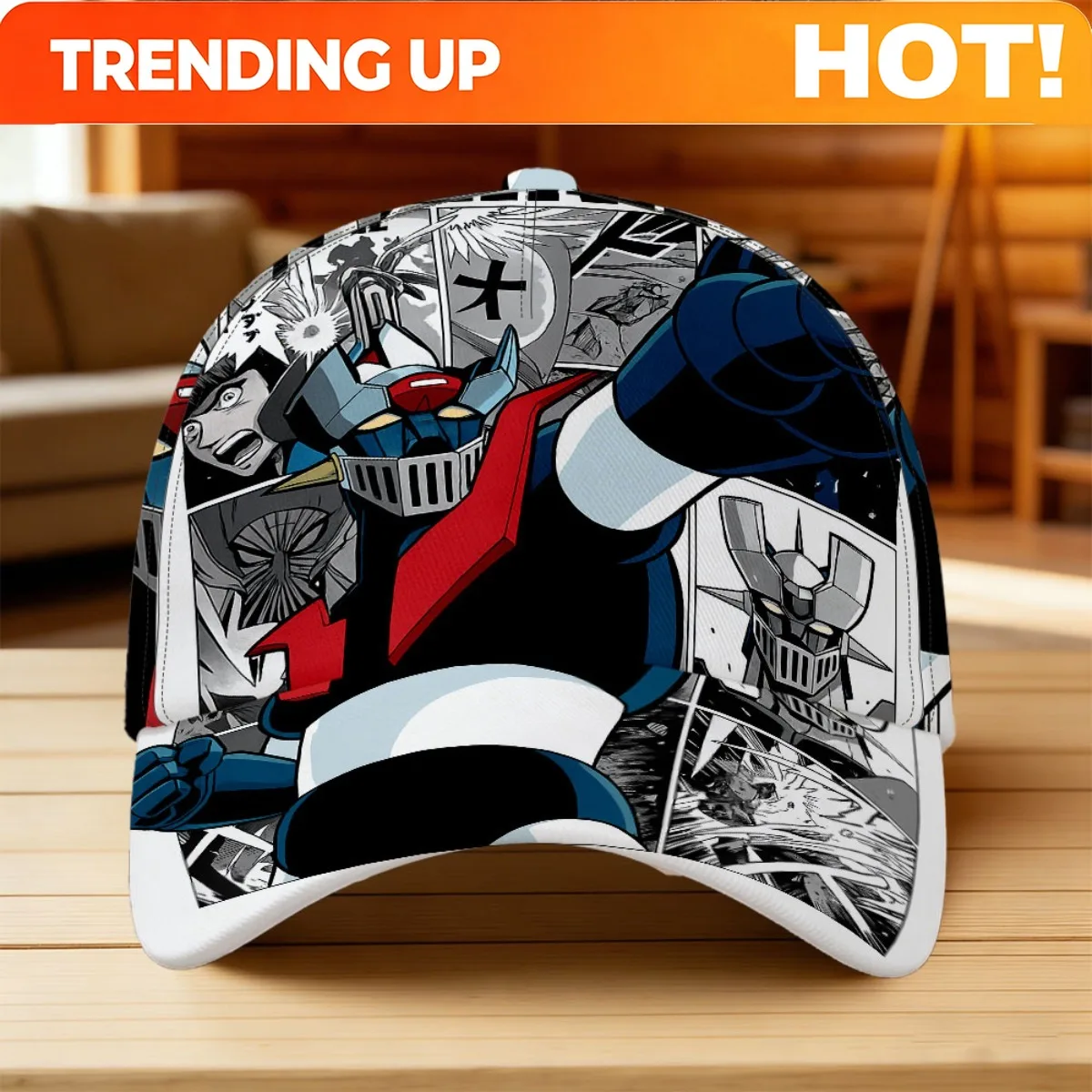 1pc Featuring a Enormous Robot Action Comic Print, This All-Over Print Duckbill Hat Is a Stylish Sunshade Accessory. It Has an A