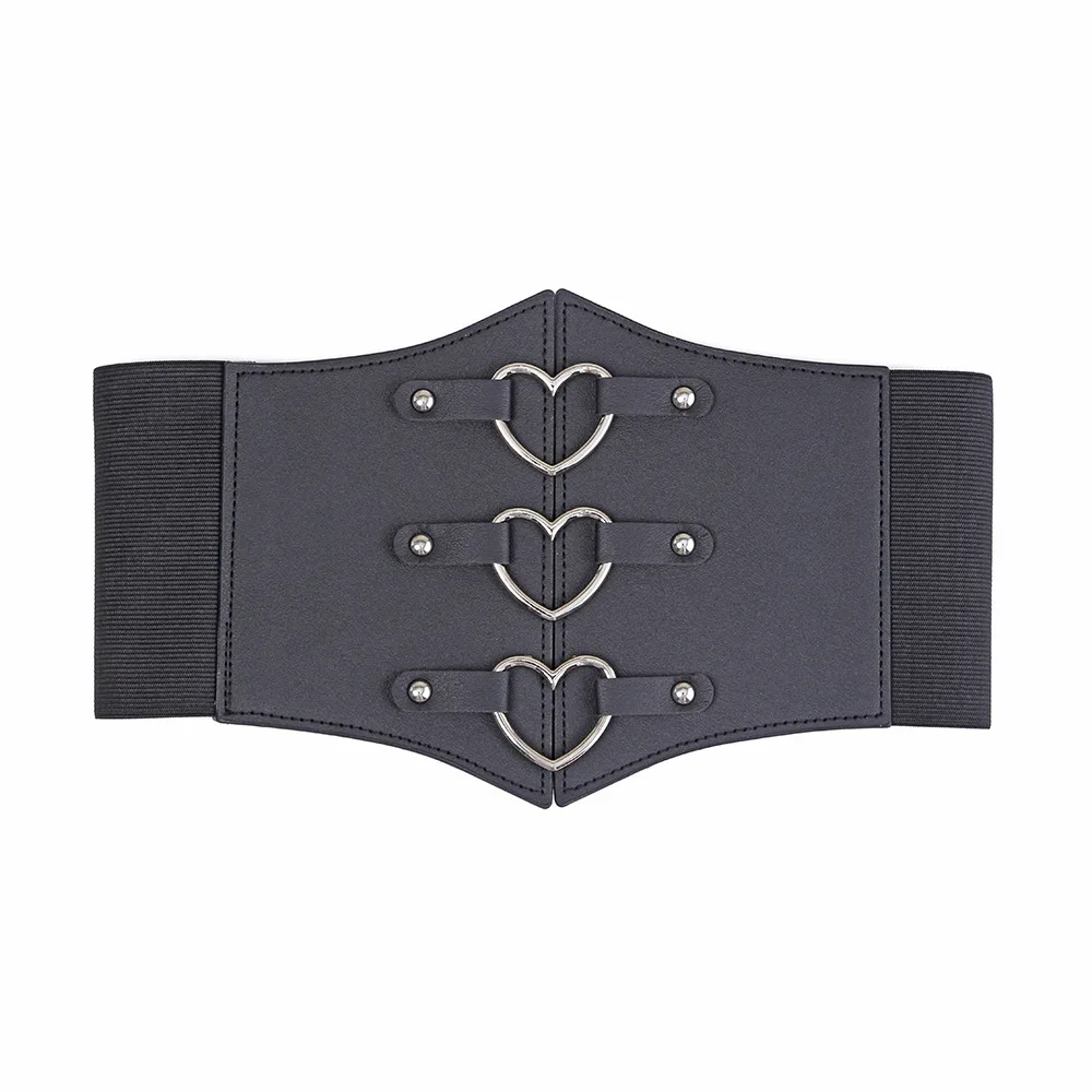 

Heart-shaped metal ring buckle, elastic and stretchy, used for cinching the waist and binding the chest. It's a retro-style wais