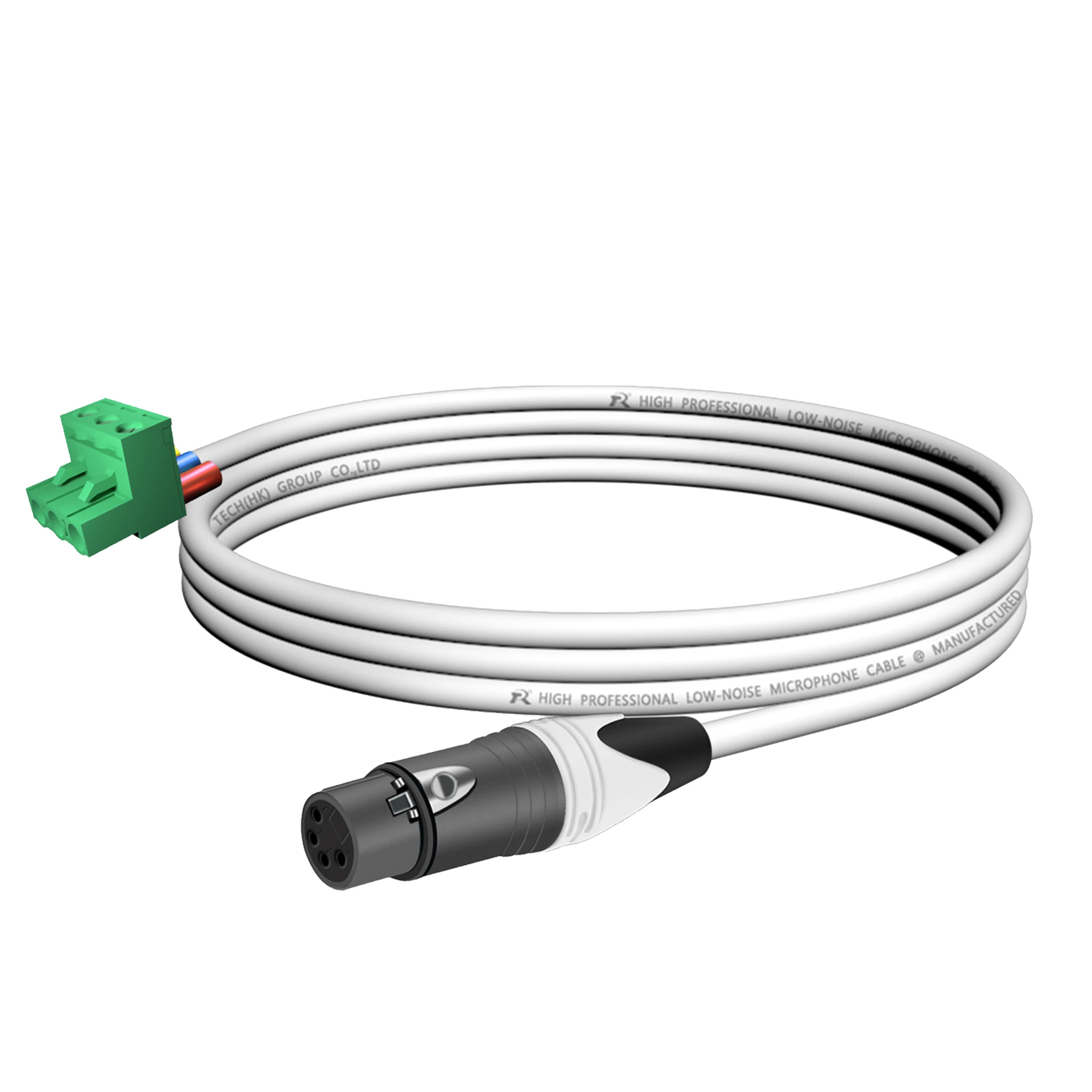 1 Stück Mikrofonkabel mit schwarzem XLR 4-Pin M/F-Stecker, grüner 3-Wege-Leiterplattenklemmenblock, professionelle Audioverbindung für Lautsprechersysteme – Detail 10
