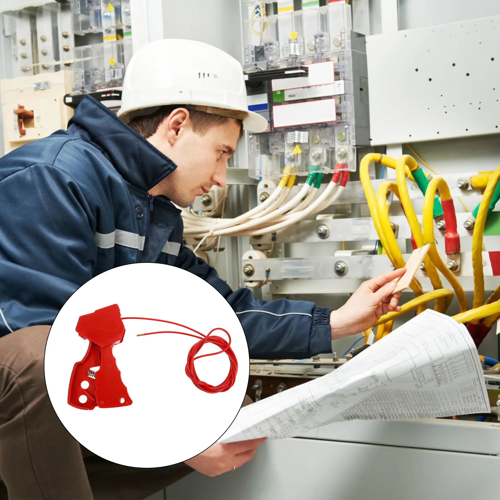 

Steel Cable Safety Cable Lock Adjustable Nylon Coated Self-Locking Lockout for Circuit Breakers Valve Lockout Heat Resistant