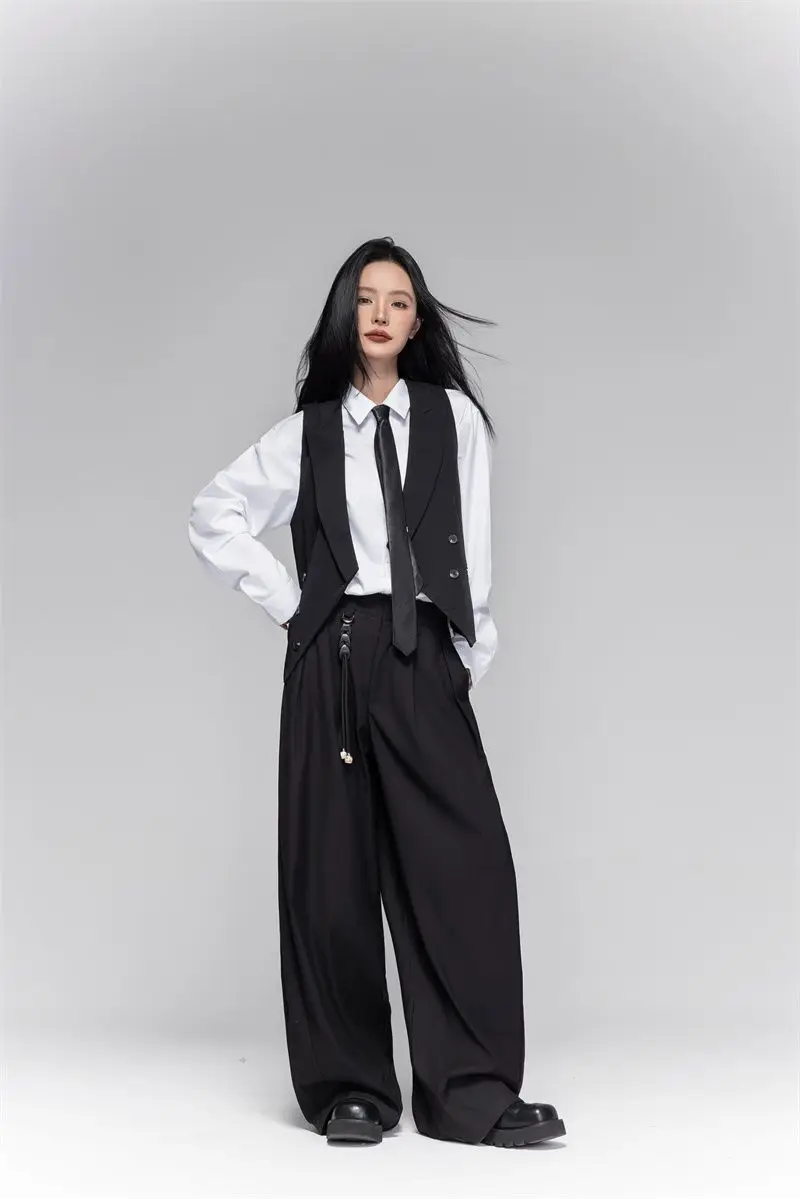 Women's Casual Suits Vest With a Lapel Collar Business Vest British Style High-End Sense Gun Lapel Collar Slim Waistcoat Jacket