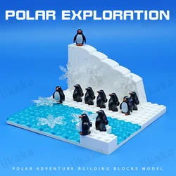 MOC Penguin Glacier Building Blocks Polar Bear Bricks Toys Icy Snow World Montessori Toys for Girls Boys DIY Gift Kids Toys