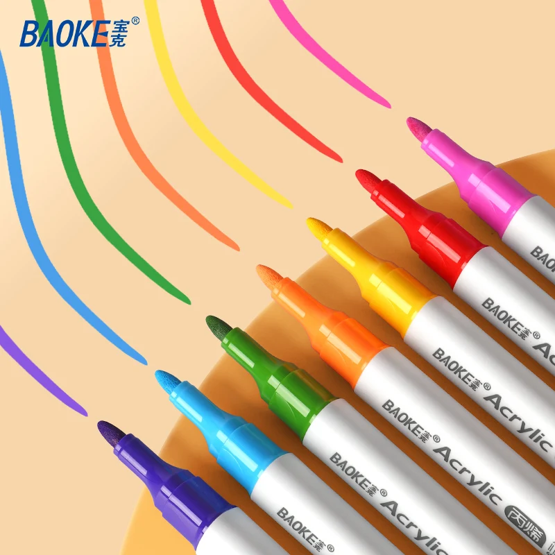 BAOKE MP2945#12 Colors Acrylic Marker Pen Set +1pc Dual Tip Permanent Marker