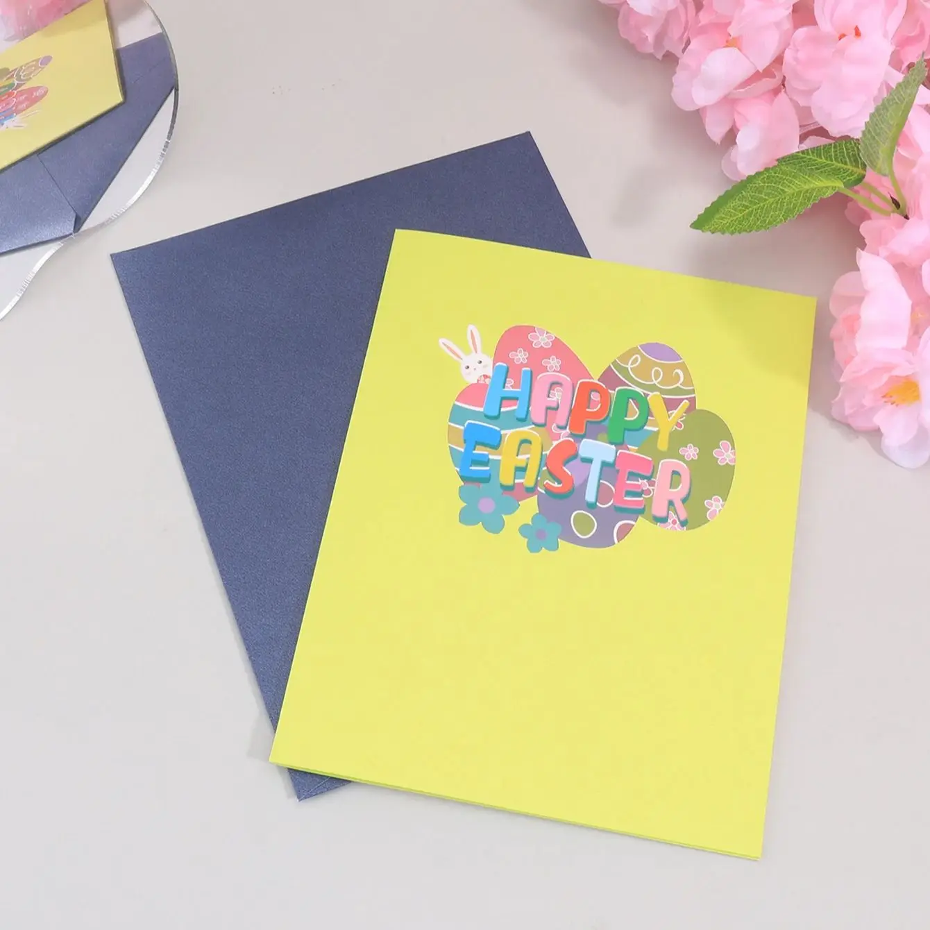 

Easter 3D Paper Pop-Up Card, Personalized Bunny in Flower Garden Blessing Greeting Card, Comes Envelope, Creative Gift