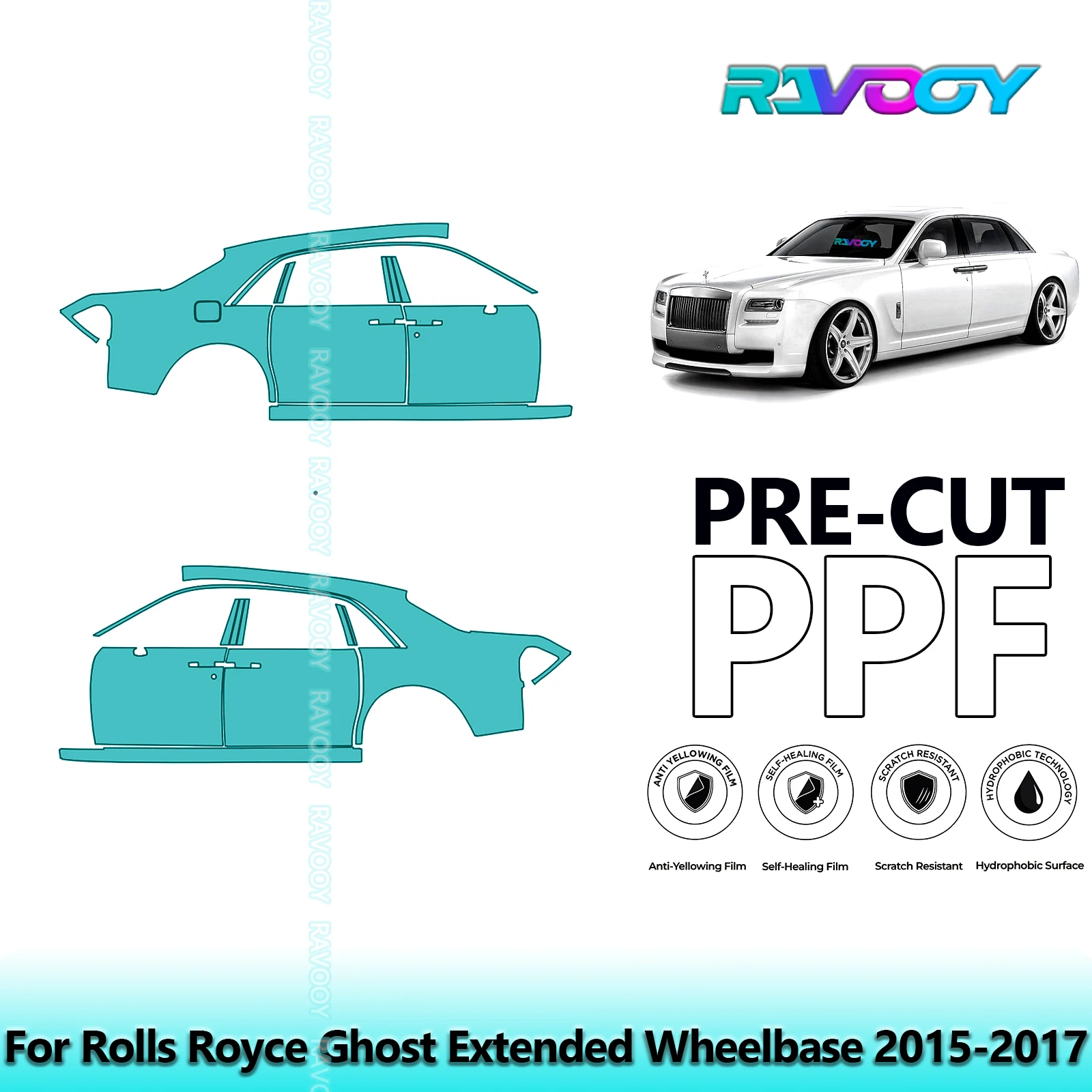 

For Rolls Royce Ghost Extended Wheelbase 2015-2017 8.5mil Pre-Cut PPF Door & A/B Pillar Kit TPU Paint Protection Film Set