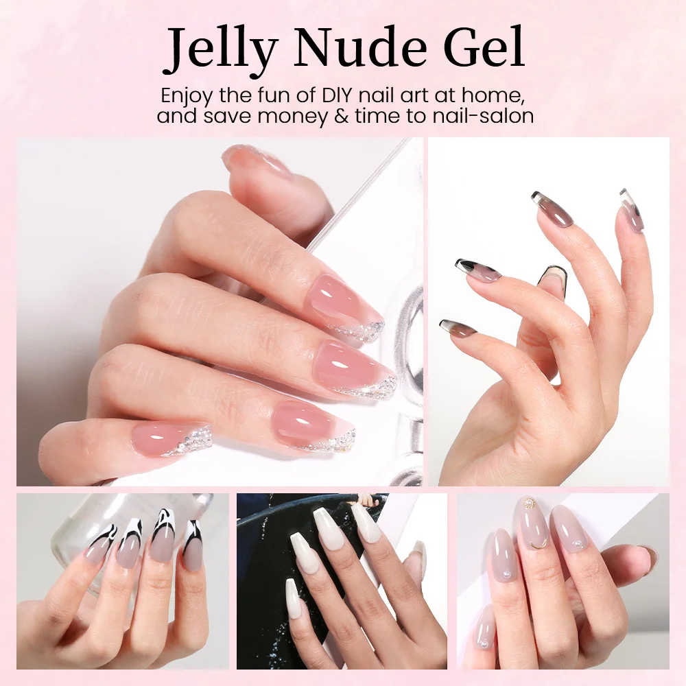 MAYCHAO Jelly Gel Nail Polish 5ML Transparent Nude Gel Polish Sheer Pink Color Soak Off LED Salon DIY at Home Gel Nail Manicure