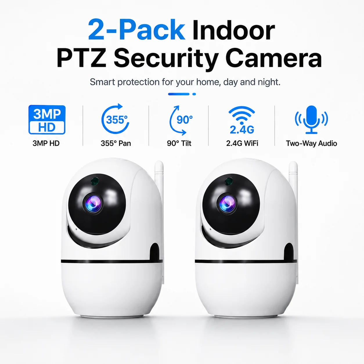 Pet Dog Camera & Baby Monitor with Phone App, 2.4GHz WiFi Indoor Security Cam, 355° Pan/Tilt, 2-Way Audio, Night Vision 2026 New